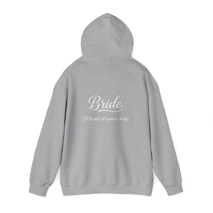 "Bride" White Script Hoodie — Bridal Wedding Party Pullover