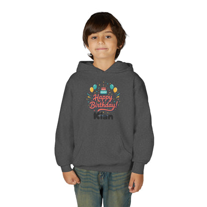 Kids' Birthday Hoodie - "Happy Birthday" Personalized Name Sweatshirt (Kian)