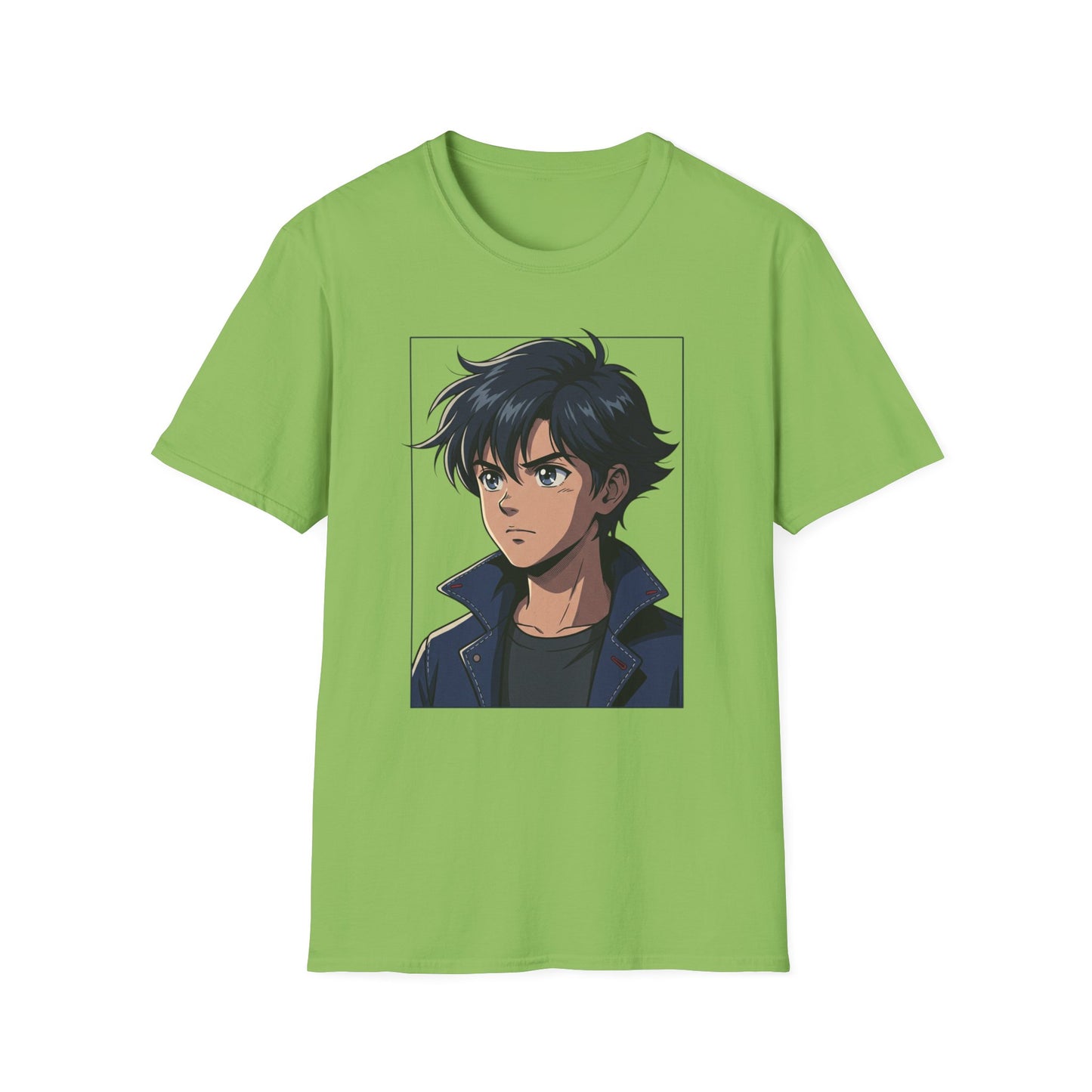 Anime Boy Portrait T‑Shirt — Retro "90's" Back Print