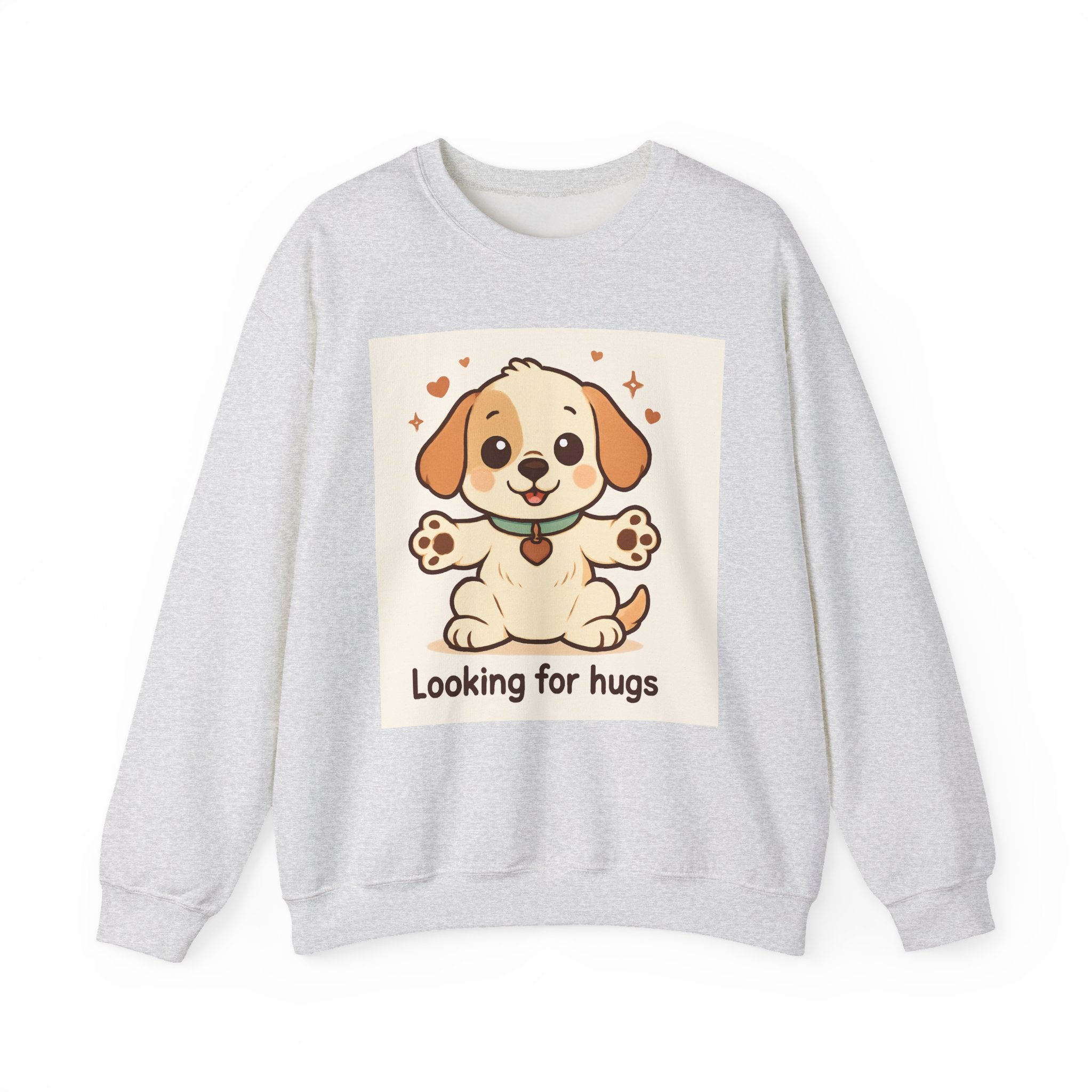 Looking for Hugs Sweatshirt — Cute Puppy Graphic Crewneck