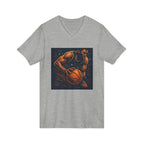 Basketball Player Art V-Neck Tee — Dynamic Court Action Graphic Shirt