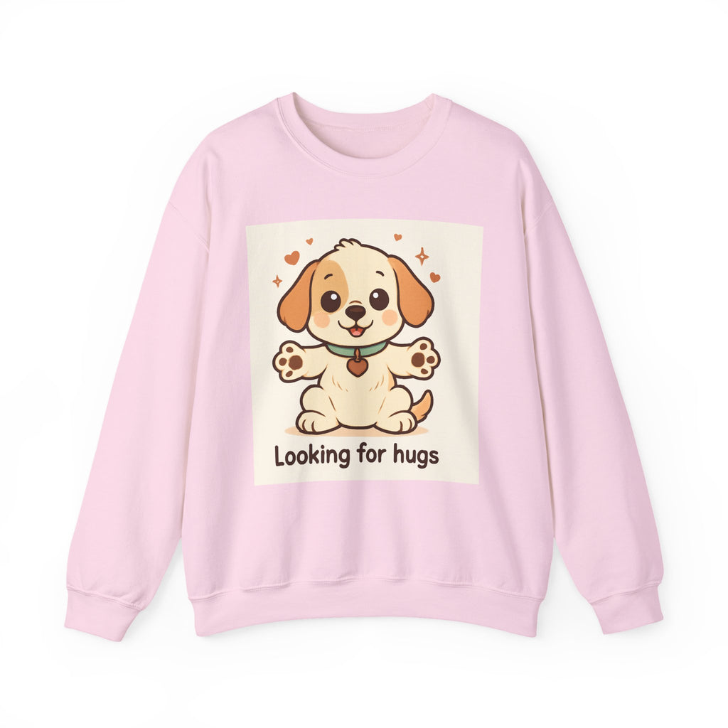 Looking for Hugs Sweatshirt — Cute Puppy Graphic Crewneck