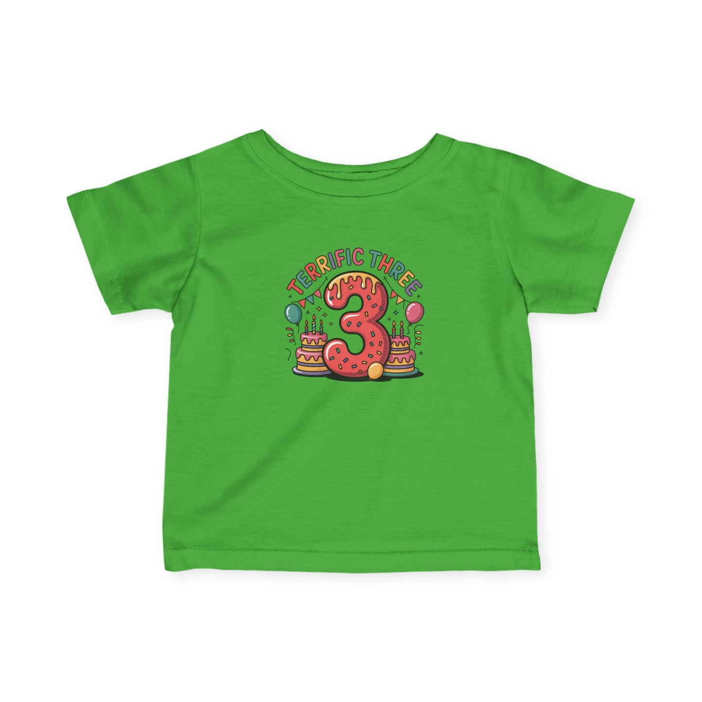 Terrific Three Birthday Tee for Infants