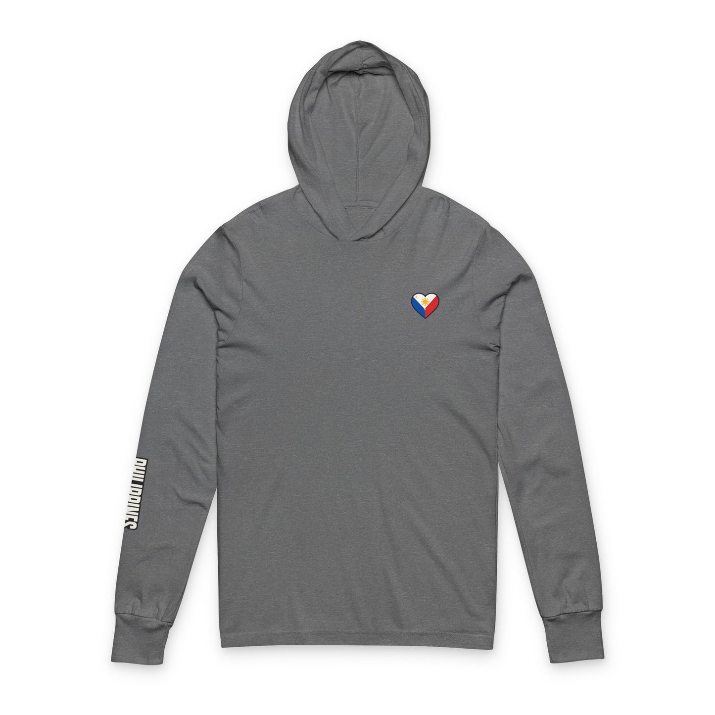 Philippine Flag Heart Hooded Tee — Philippines Map Back Long Sleeve Hooded Shirt