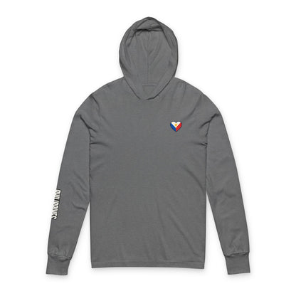 Philippine Flag Heart Hooded Tee — Philippines Map Back Long Sleeve Hooded Shirt
