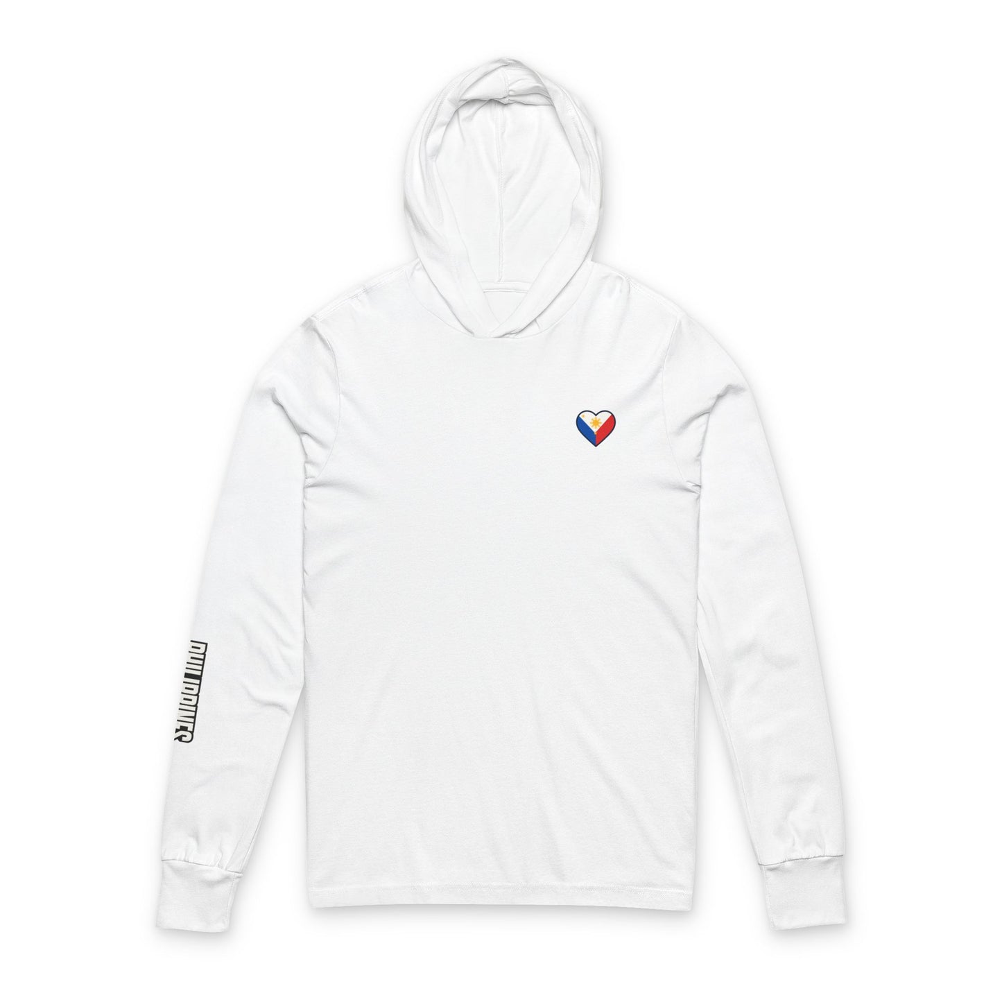 Philippine Flag Heart Hooded Tee — Philippines Map Back Long Sleeve Hooded Shirt