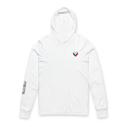 Philippine Flag Heart Hooded Tee — Philippines Map Back Long Sleeve Hooded Shirt