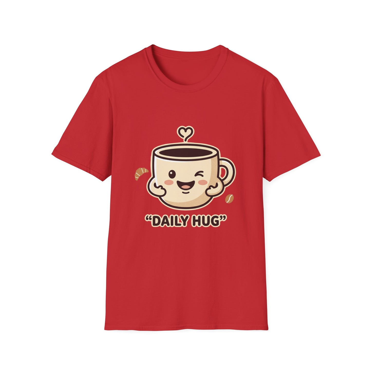 Coffee Cup T-Shirt — "Daily Hug" Cute Kawaii Coffee Tee