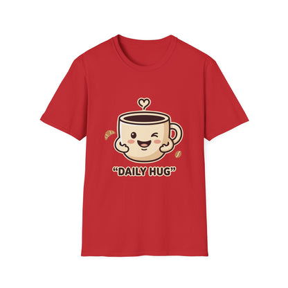 Coffee Cup T-Shirt — "Daily Hug" Cute Kawaii Coffee Tee