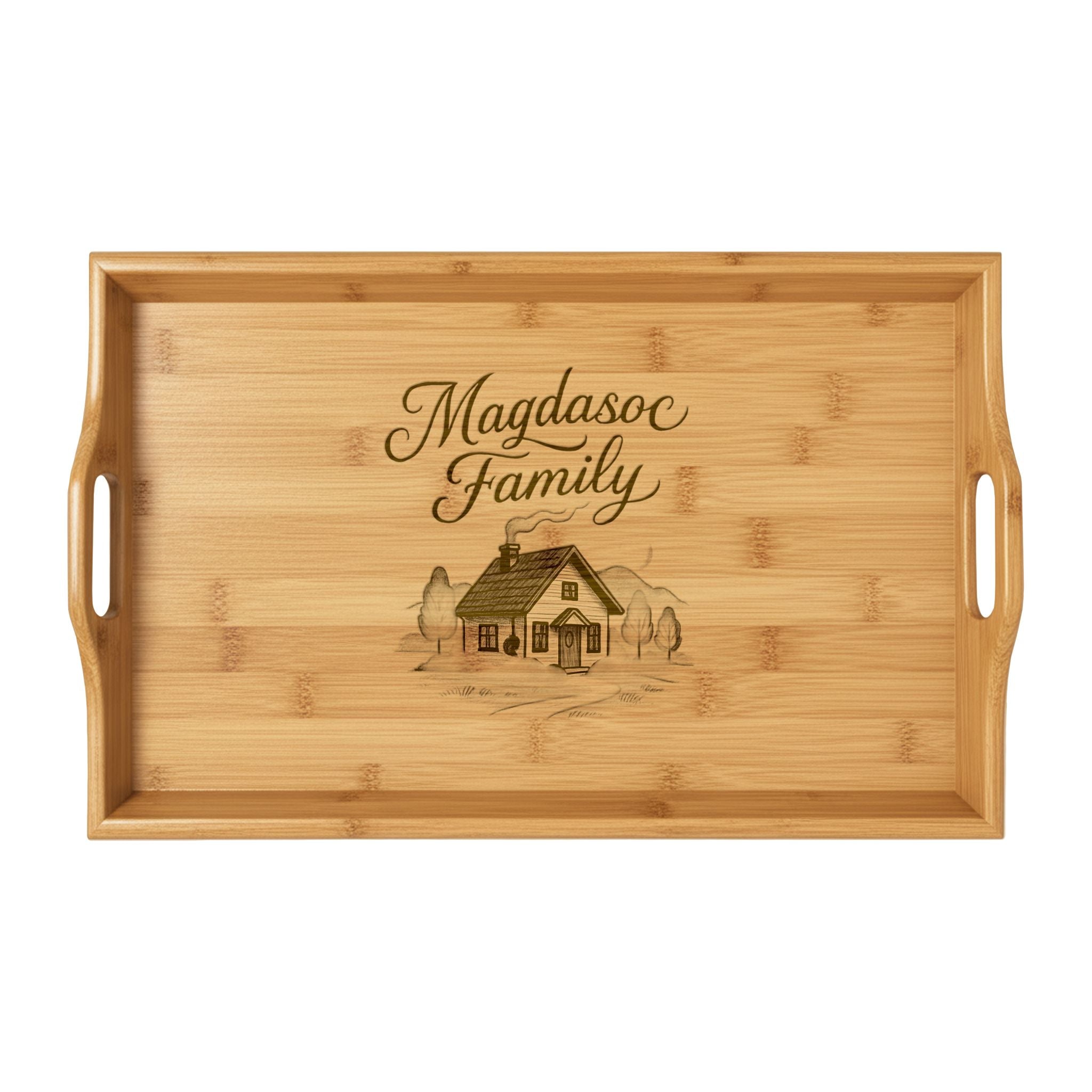 Engraved Bamboo Serving Tray - Personalized Family Home Decor