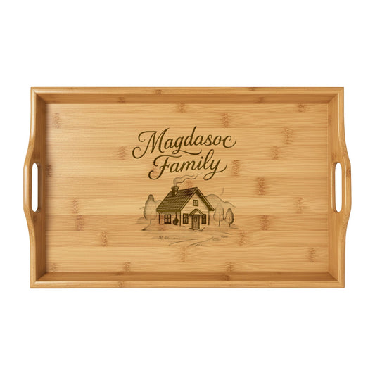 Engraved Bamboo Serving Tray - Personalized Family Home Decor
