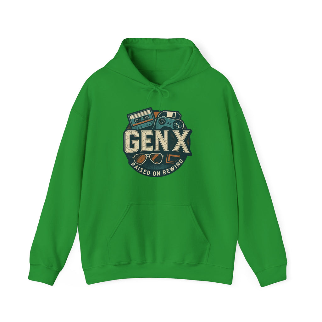 Gen X Hoodie – Retro Raised on Rewind Graphic Sweatshirt