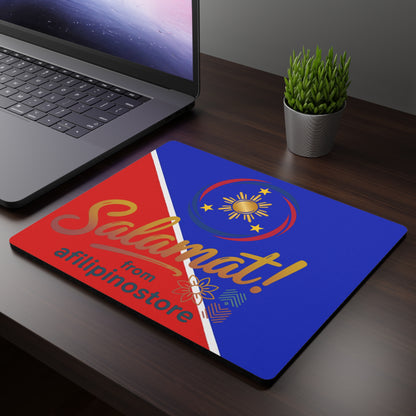 Salamat! Filipino Flag Rectangle Mouse Pad — Thank You Desk Mat (Philippines)