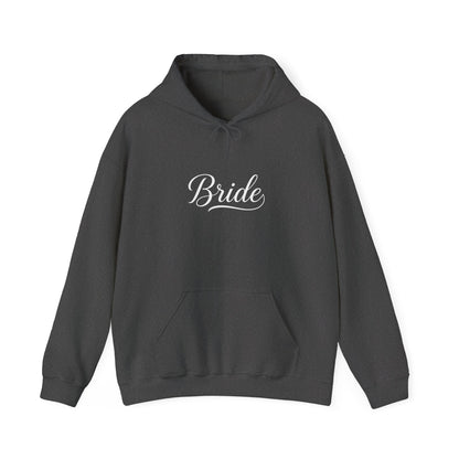 "Bride" White Script Hoodie — Bridal Wedding Party Pullover