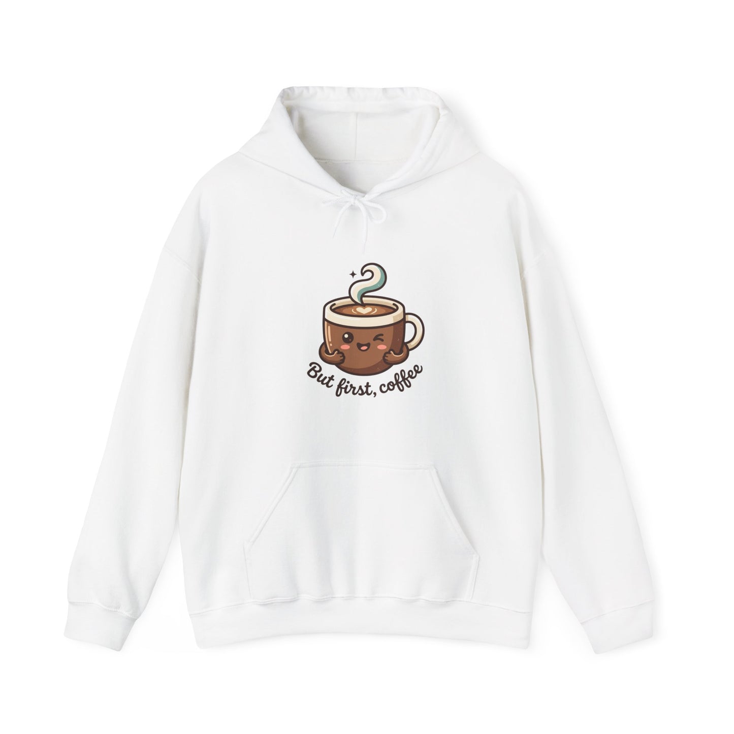 Hoodie — Cute "But First, Coffee" Coffee Cup Graphic Hoodie