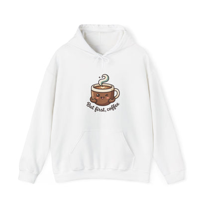 Hoodie — Cute "But First, Coffee" Coffee Cup Graphic Hoodie