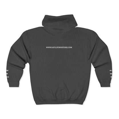 Embroidered Zip Hoodie - Personalized Ready, Designs in front, left and right wrist, and back  (Magdasoc Family with website at the back)