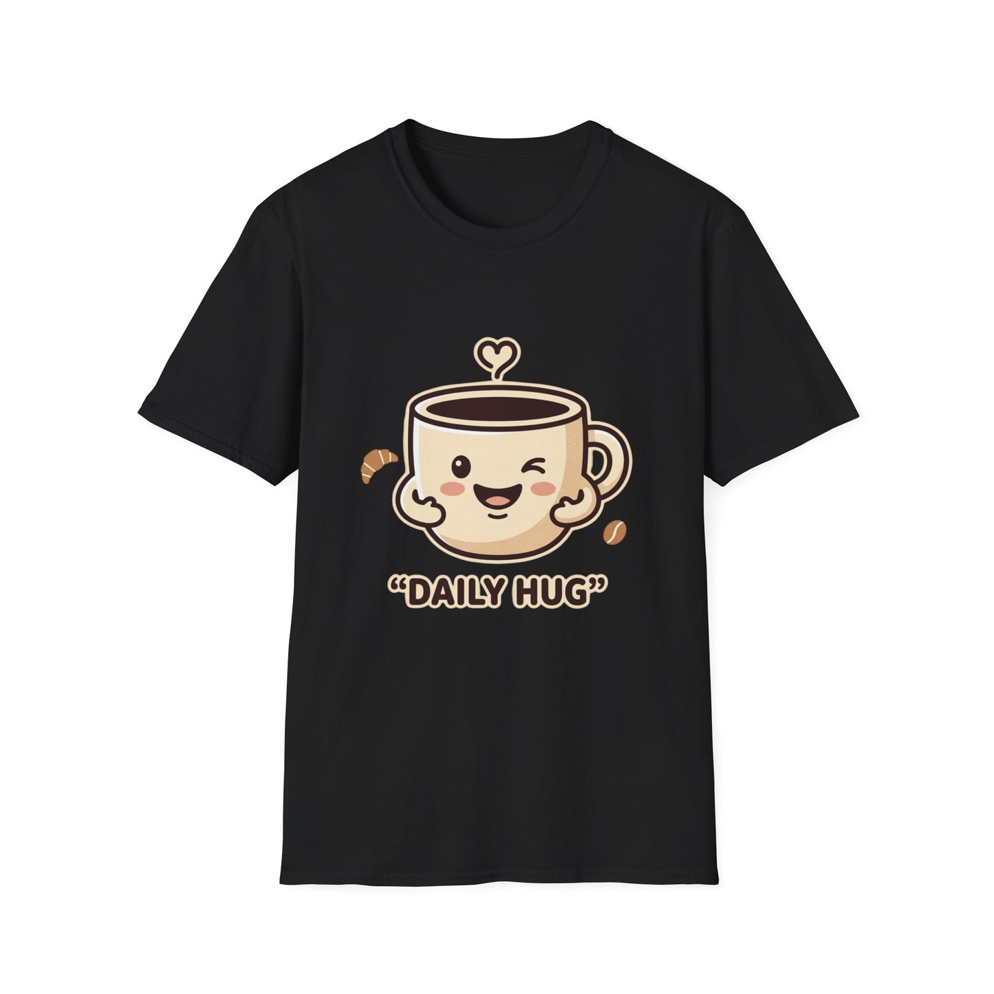 Coffee Cup T-Shirt — "Daily Hug" Cute Kawaii Coffee Tee