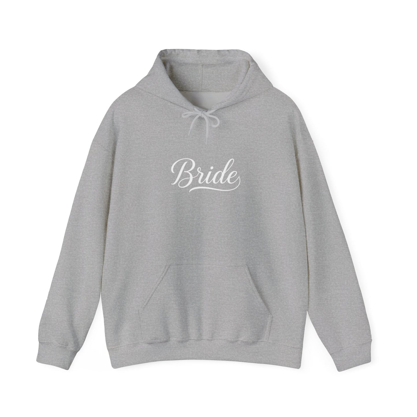 "Bride" White Script Hoodie — Bridal Wedding Party Pullover