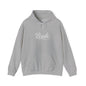 "Bride" White Script Hoodie — Bridal Wedding Party Pullover