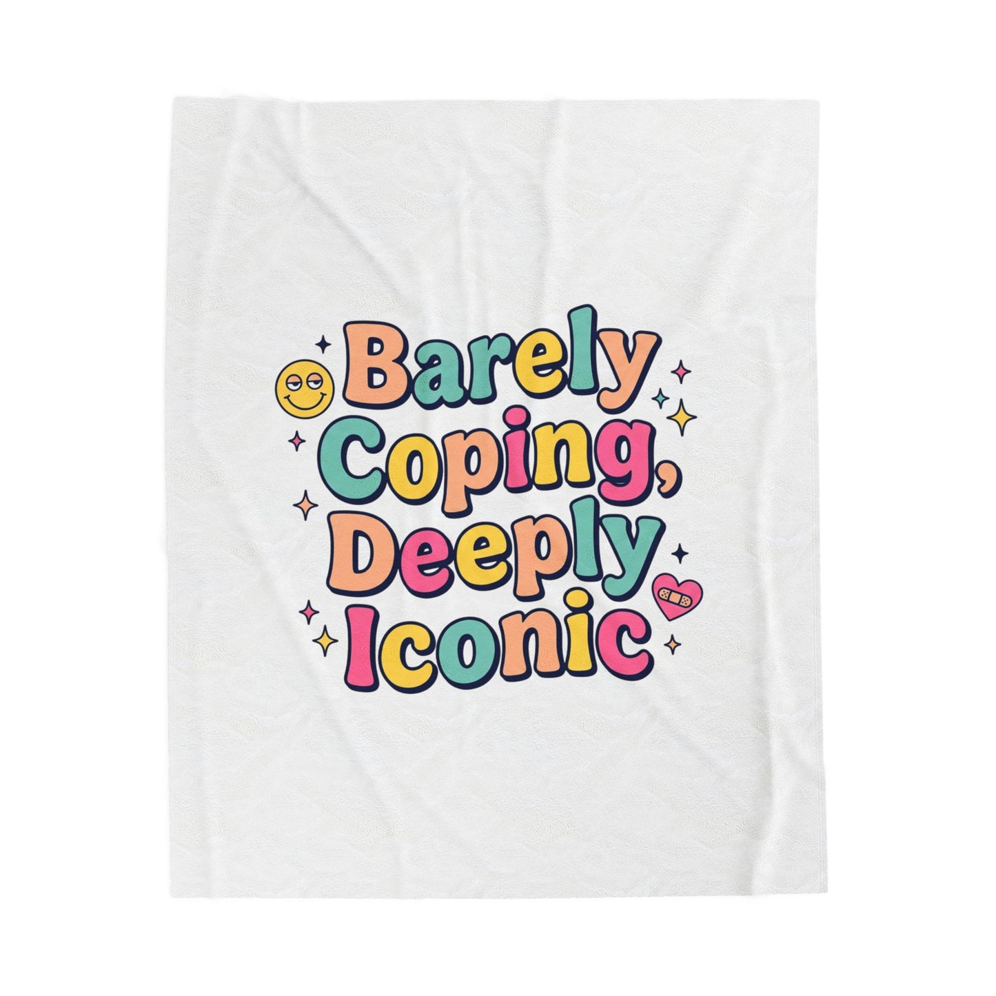 Barely Coping, Deeply Iconic Blanket | mental health humor, wellness sarcasm