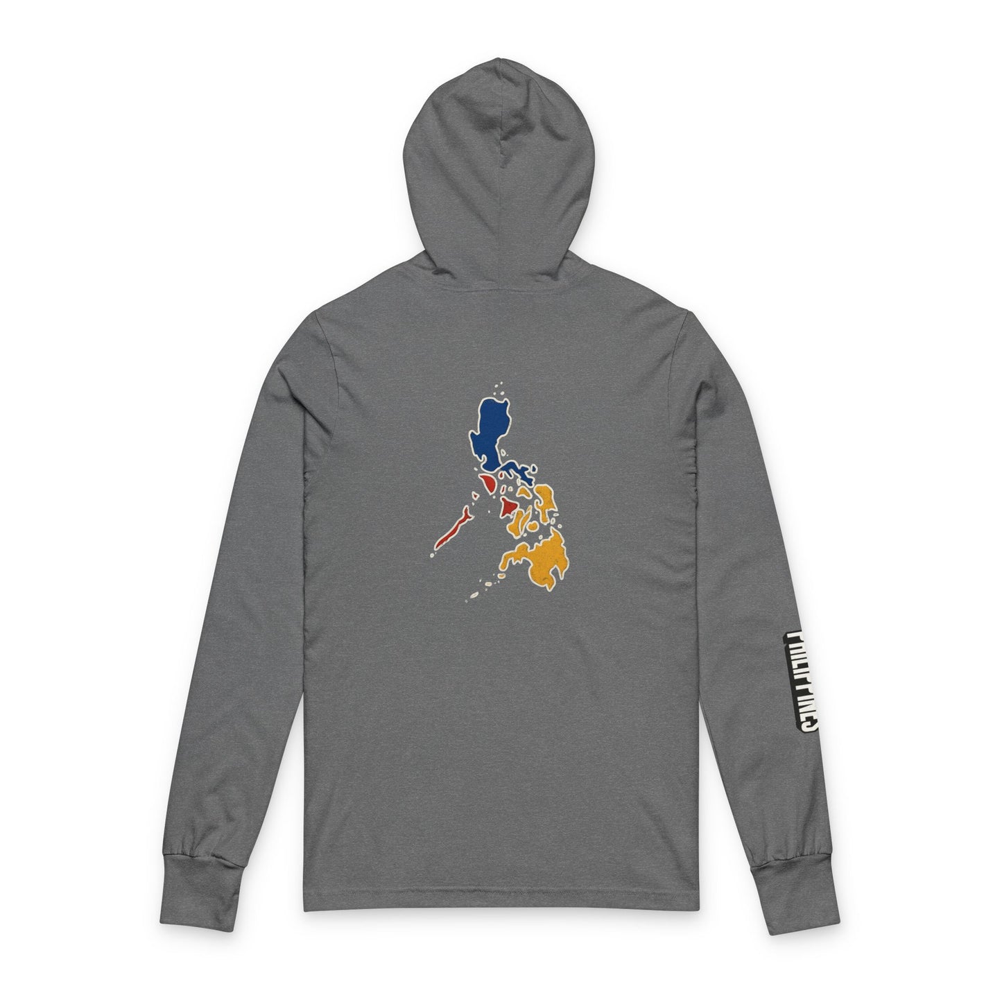 Philippine Flag Heart Hooded Tee — Philippines Map Back Long Sleeve Hooded Shirt