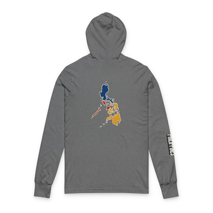 Philippine Flag Heart Hooded Tee — Philippines Map Back Long Sleeve Hooded Shirt