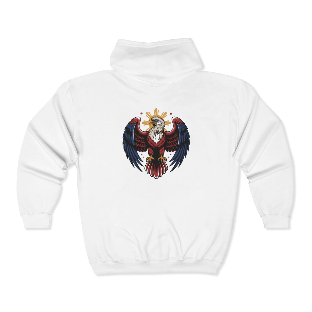Eagle Crest Zip Hoodie — Crowned Heraldic Eagle Full-Zip Sweatshirt