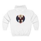 Eagle Crest Zip Hoodie — Crowned Heraldic Eagle Full-Zip Sweatshirt