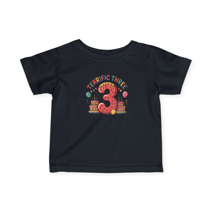 Terrific Three Birthday Tee for Infants