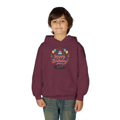 Kids' Birthday Hoodie - "Happy Birthday" Personalized Name Sweatshirt (Kian)