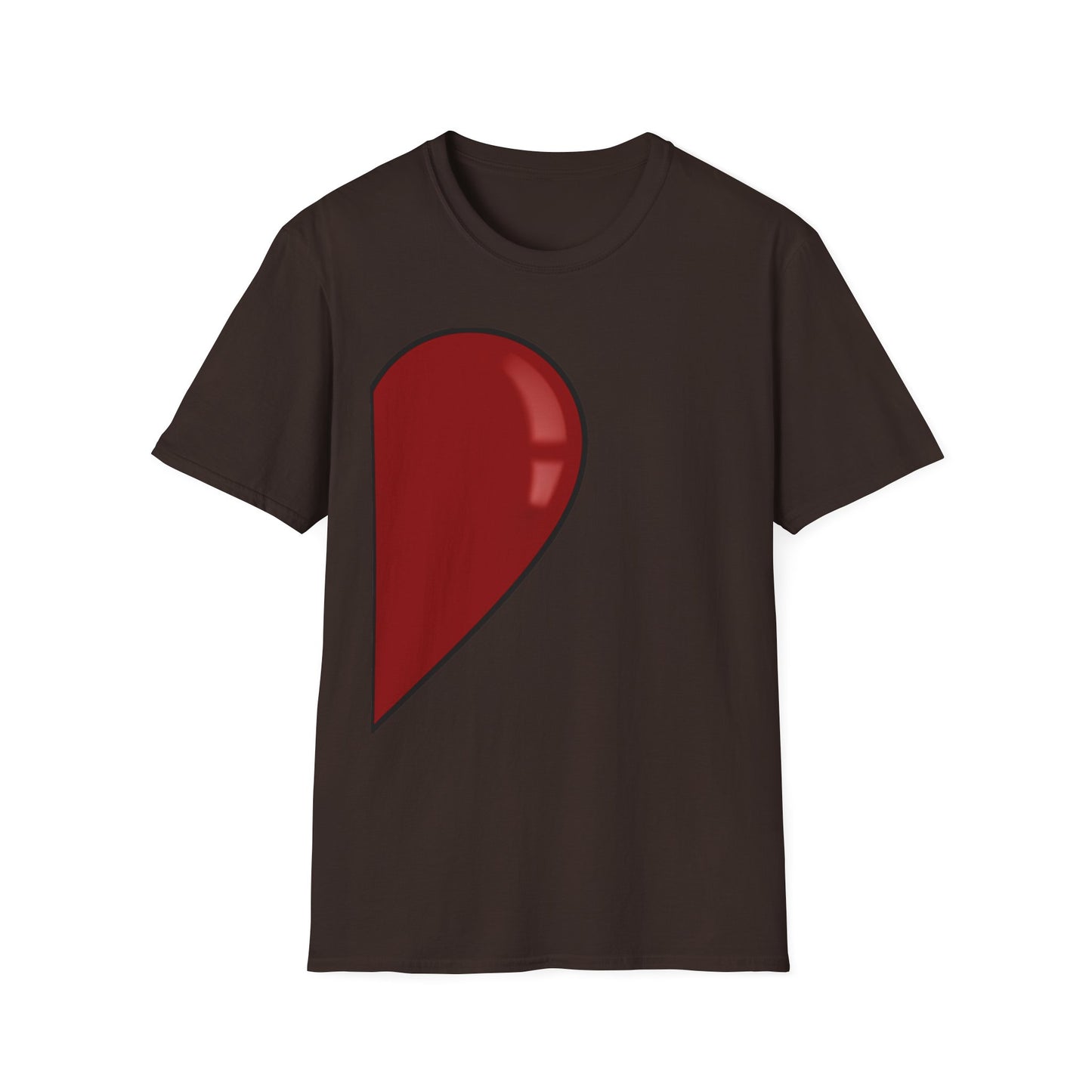 Half- Heart Half-Design T-Shirt — Minimal Red Heart Graphic Tee