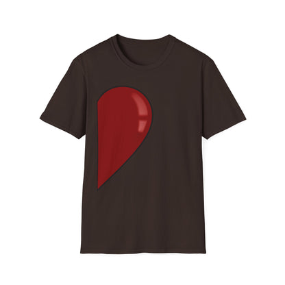 Half- Heart Half-Design T-Shirt — Minimal Red Heart Graphic Tee