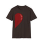 Half- Heart Half-Design T-Shirt — Minimal Red Heart Graphic Tee