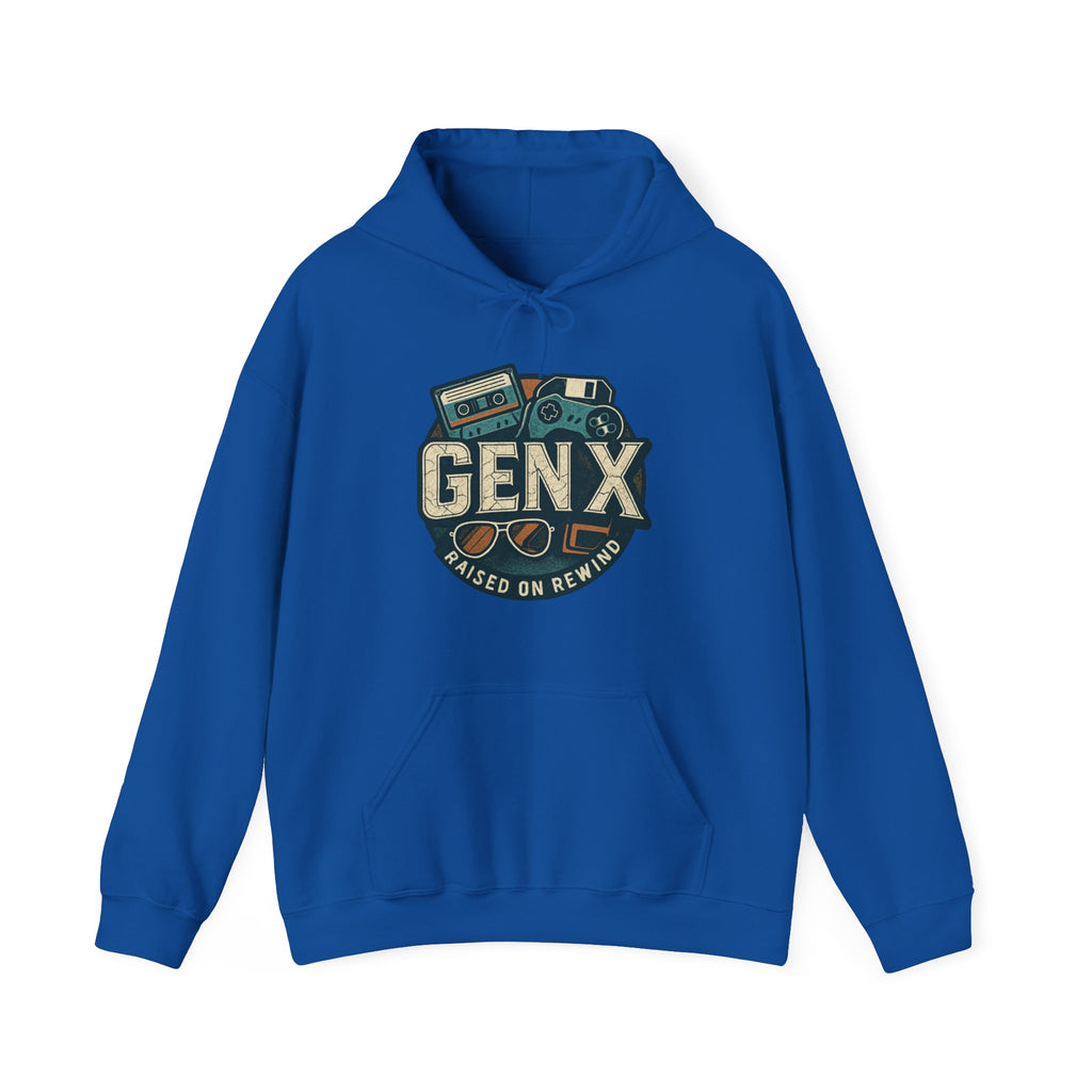 Gen X Hoodie – Retro Raised on Rewind Graphic Sweatshirt