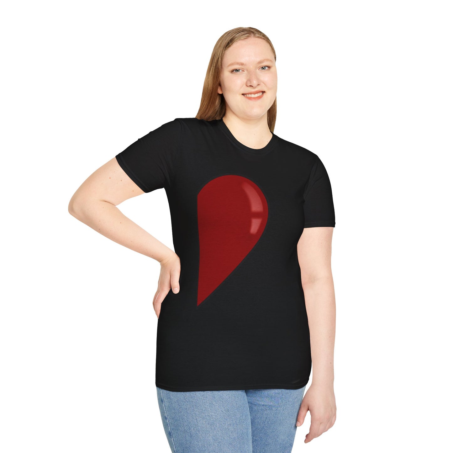 Half- Heart Half-Design T-Shirt — Minimal Red Heart Graphic Tee