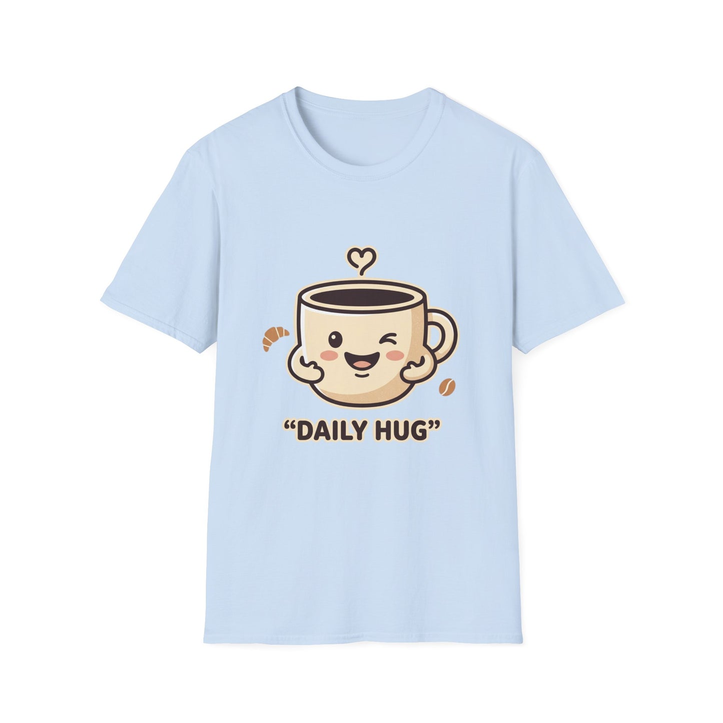 Coffee Cup T-Shirt — "Daily Hug" Cute Kawaii Coffee Tee