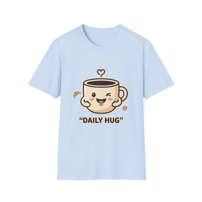 Coffee Cup T-Shirt — "Daily Hug" Cute Kawaii Coffee Tee