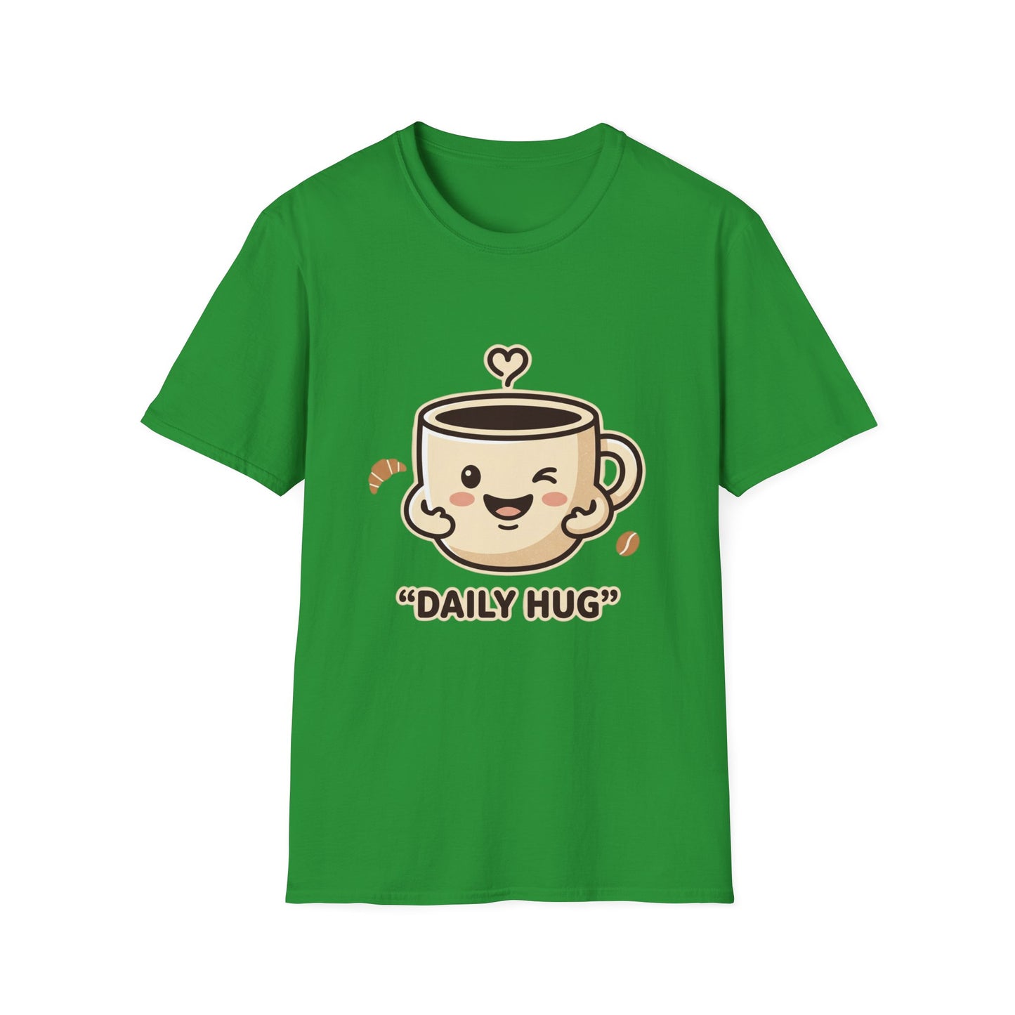 Coffee Cup T-Shirt — "Daily Hug" Cute Kawaii Coffee Tee