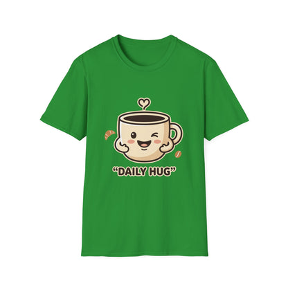Coffee Cup T-Shirt — "Daily Hug" Cute Kawaii Coffee Tee