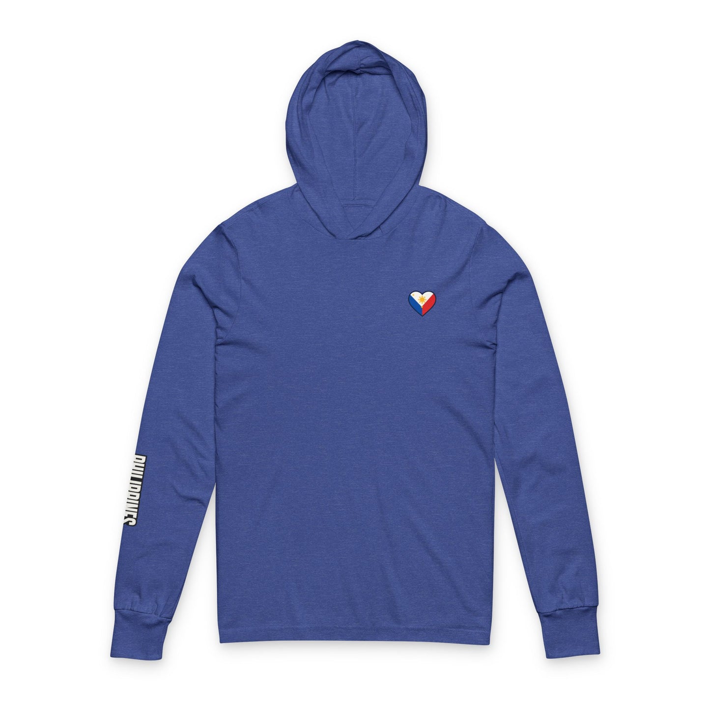 Philippine Flag Heart Hooded Tee — Philippines Map Back Long Sleeve Hooded Shirt