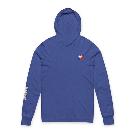Philippine Flag Heart Hooded Tee — Philippines Map Back Long Sleeve Hooded Shirt