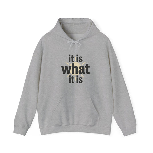It Is What It Is Hoodie – Minimalist Neutral Statement Pullover