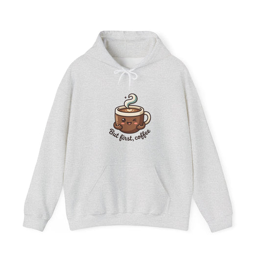 Hoodie — Cute "But First, Coffee" Coffee Cup Graphic Hoodie