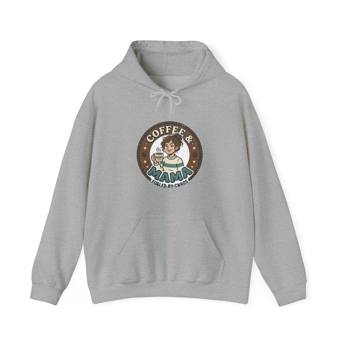 Coffee Mama Hoodie - Cute Retro Coffee Lover Pullover ("Coffee Mama - Fueled by Caffeine")