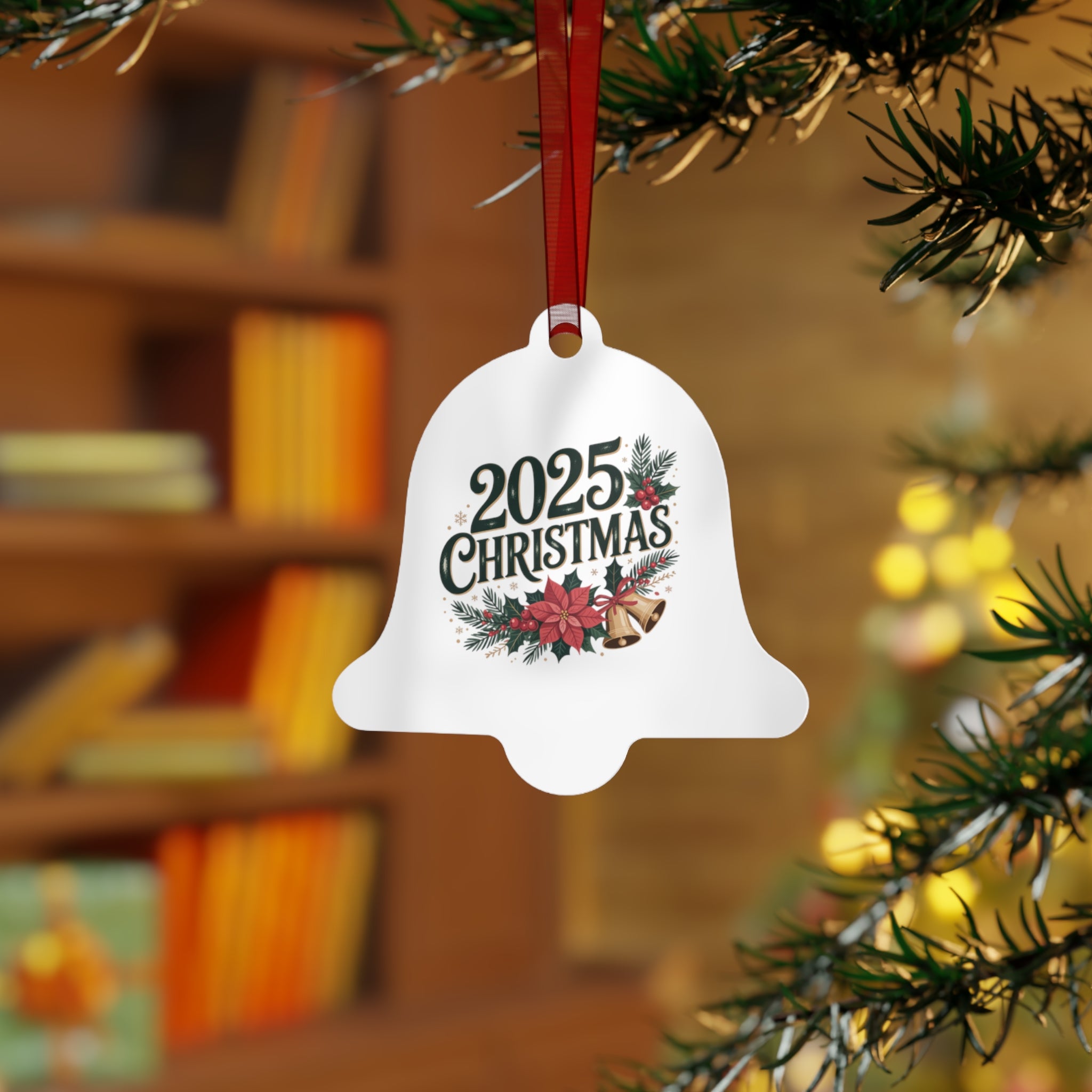 Personalized Metal Christmas Ornament 2025 – Holiday Bell Decoration