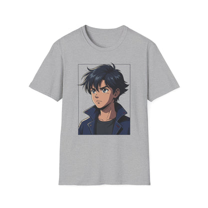 Anime Boy Portrait T‑Shirt — Retro "90's" Back Print