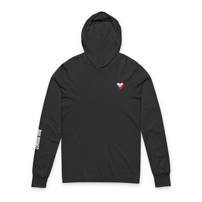 Philippine Flag Heart Hooded Tee — Philippines Map Back Long Sleeve Hooded Shirt