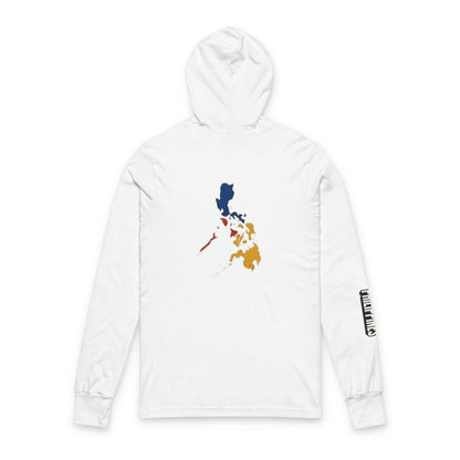 Philippine Flag Heart Hooded Tee — Philippines Map Back Long Sleeve Hooded Shirt