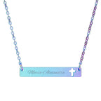 Engraved Cutout Cross Bar Necklace - Spiritual Jewelry Gift